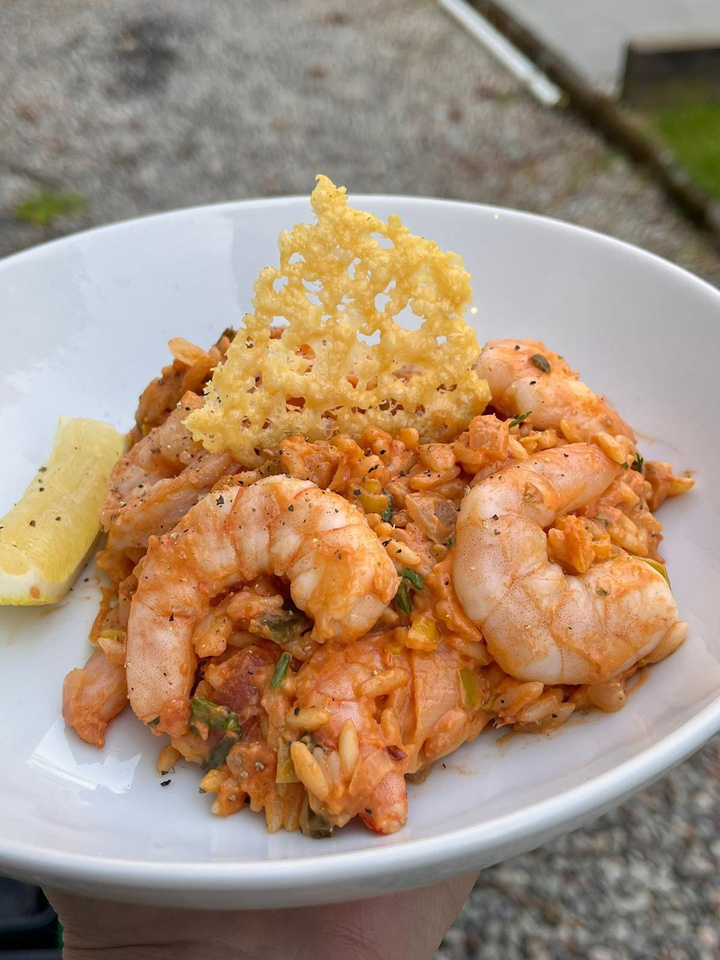 Prawn and asparagus risotto with a parmesan crisp from the Signature Collection photography